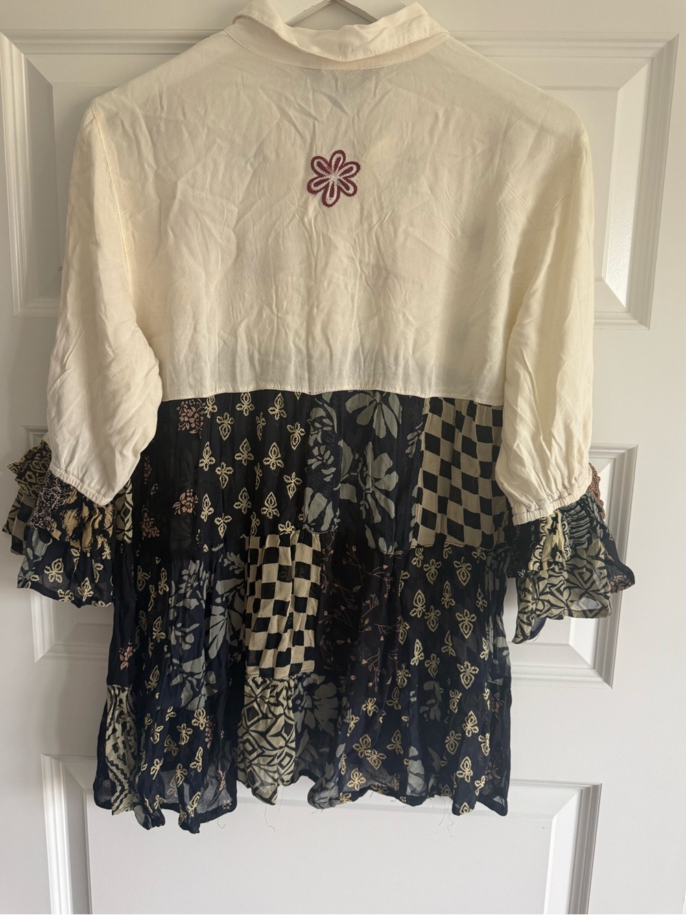 Young Threads Boho Patchwork Embroidered Ruffle Top – NWT - Picture 11 of 13